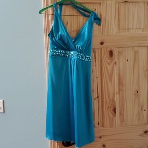 Dark Turquoise/Teal Halter Top Dress